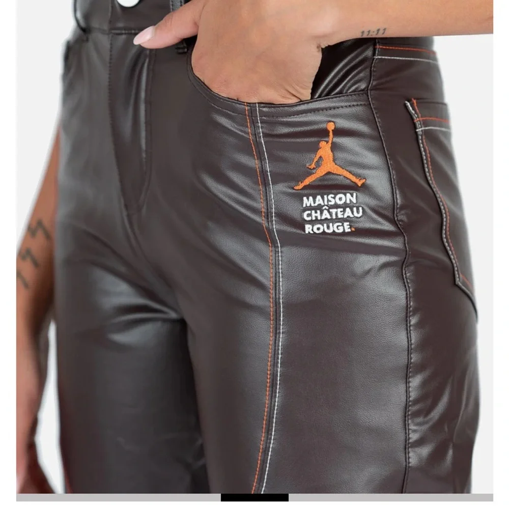 Maison Château Rouge x Jordan | Faux Leather Pants in Brown Basalt - Picture 11 of 12